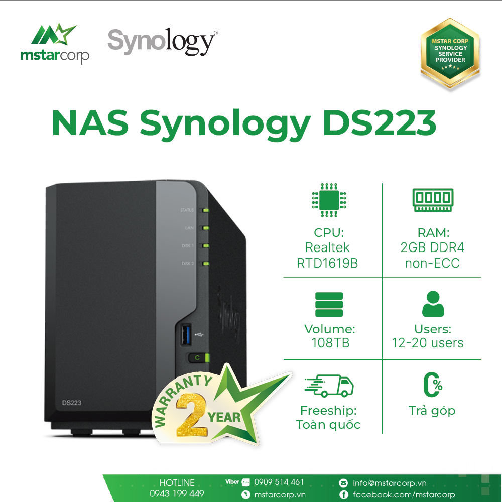 thiết bị lưu trữ synology ds223