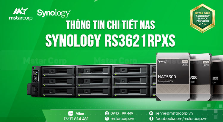 Thông tin chi tiết NAS Synology RS3621RPxs - Thiết bị lưu trữ dữ liệu doanh nghiệp