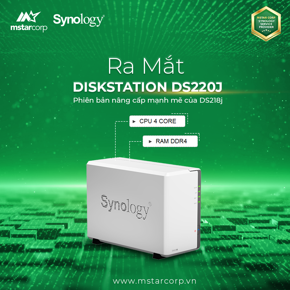 Thiết bị lưu trữ NAS Synology DS220j Homepage Mstartech