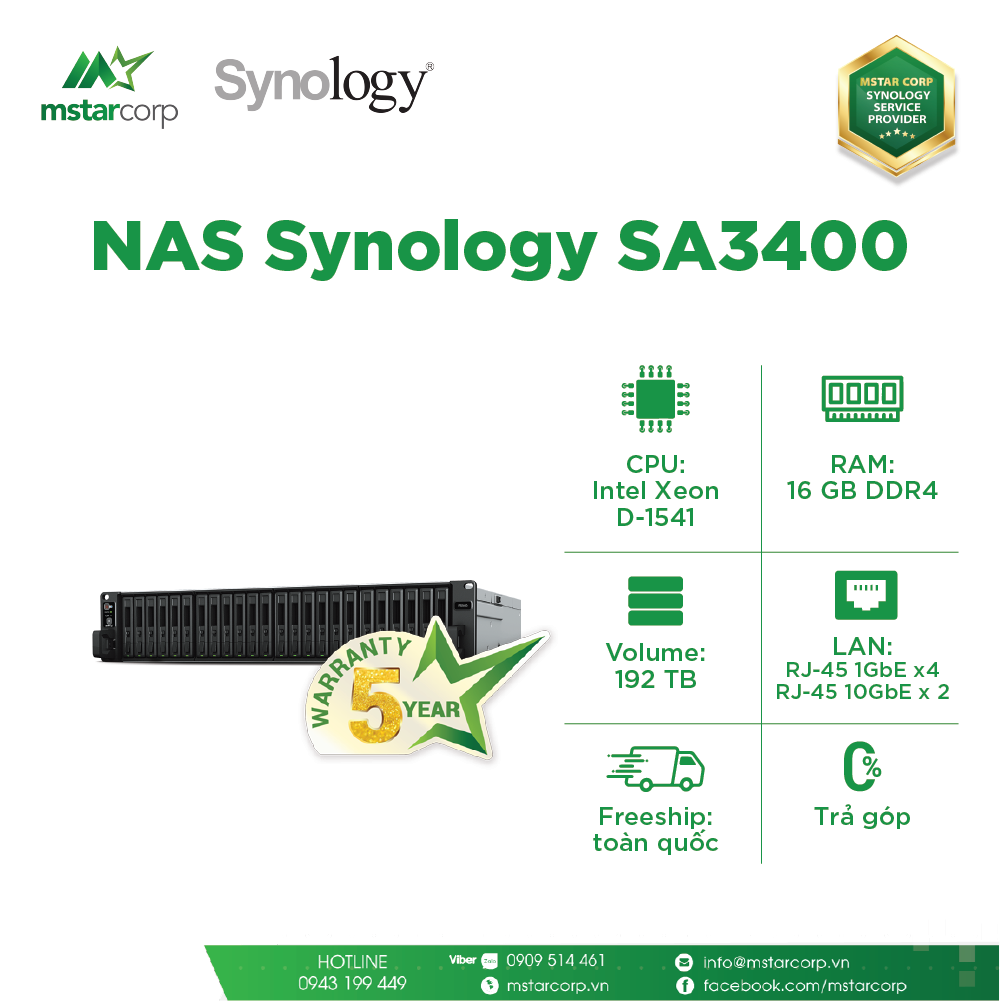 Thiết bị lưu trữ video NAS Synology SA3400