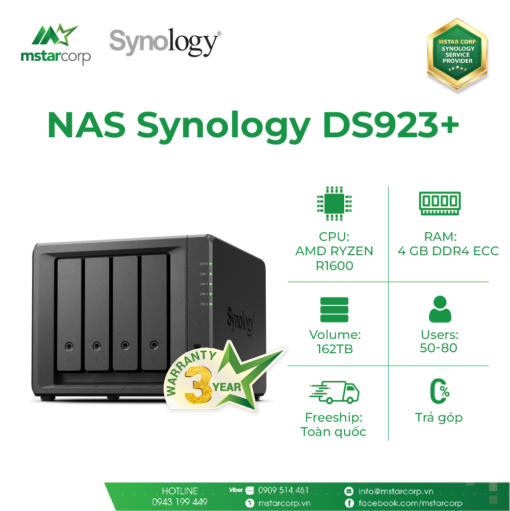 DS923+: Thiết bị lưu trữ NAS đa năng của Synology