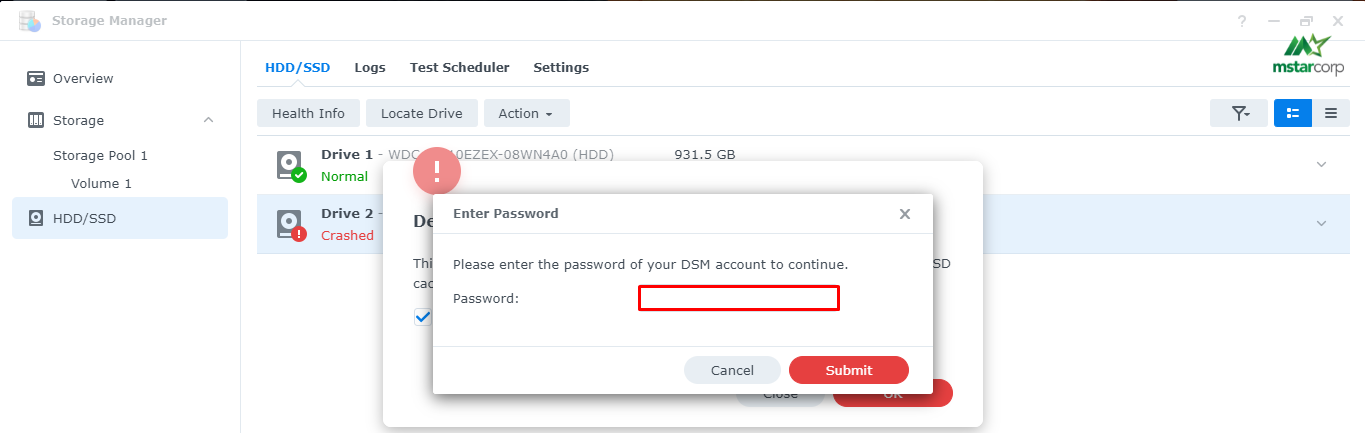 Nhập Password quản trị và chọn Submit