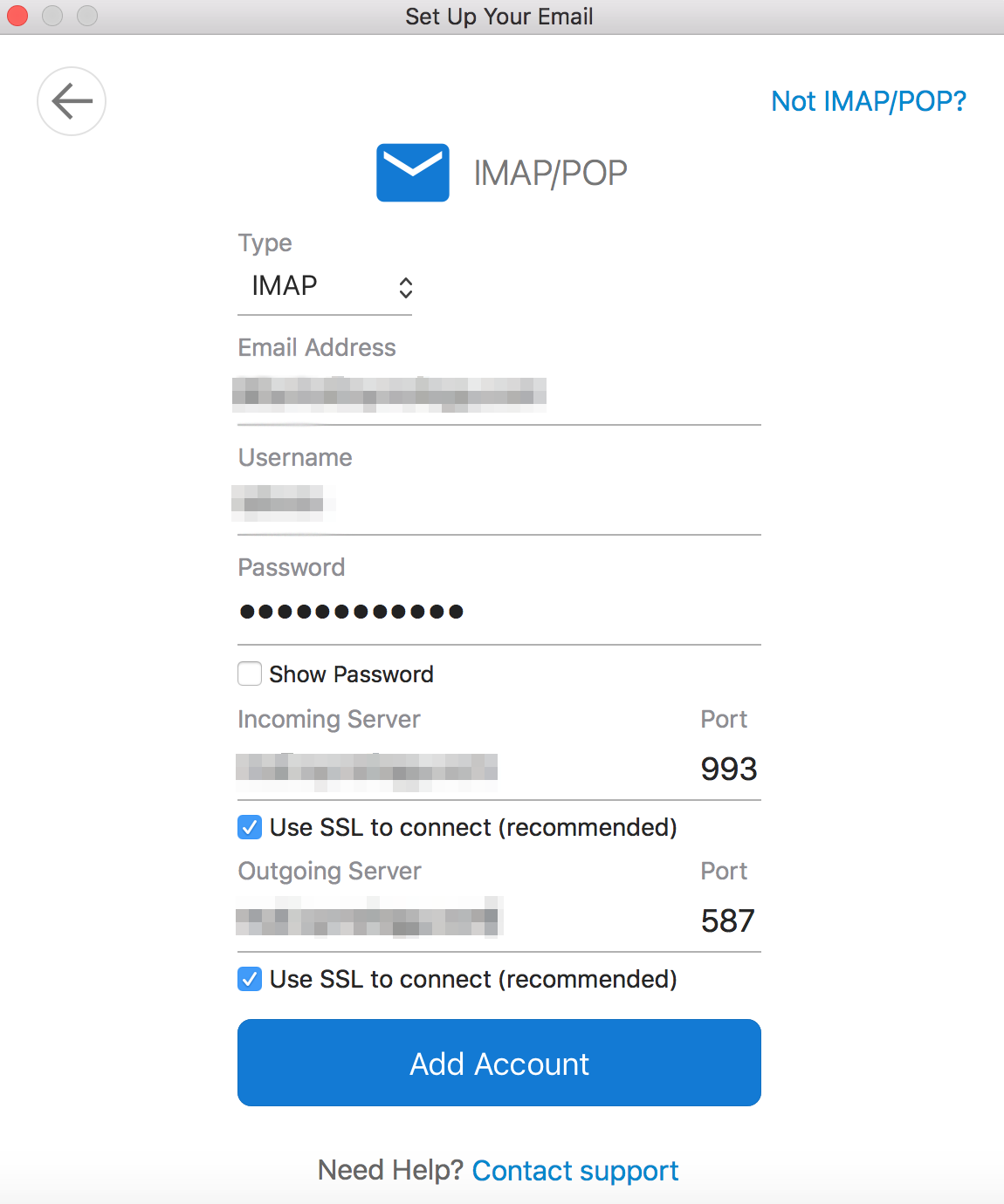 Cách lập tài khoản Synology MailPlus trên Microsoft Outlook (đối với macOS) bước 7