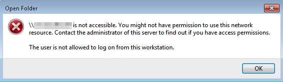 Triệu chứng của lỗi The user is not allowed to log on from this workstation