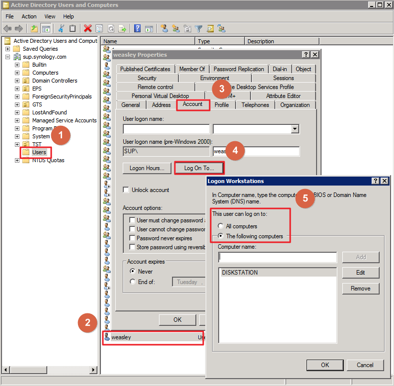 Cách sửa lỗi The user is not allowed to log on from this workstation