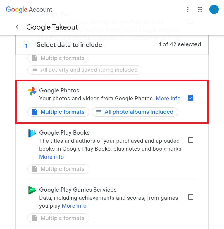 Xuất ảnh từ Google Photos để di chuyển ảnh từ Google Photos sang Synology Photos