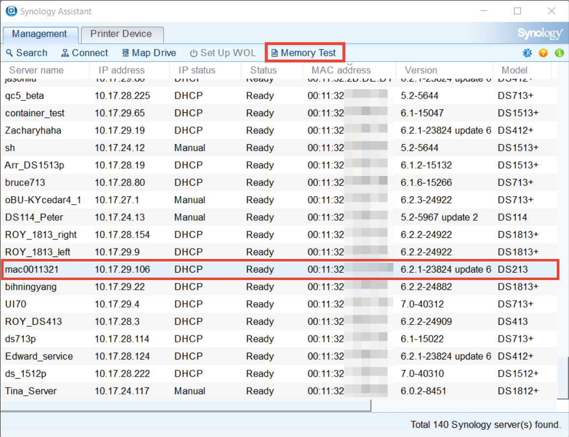 Cách chạy kiểm tra bộ nhớ trên NAS Synology