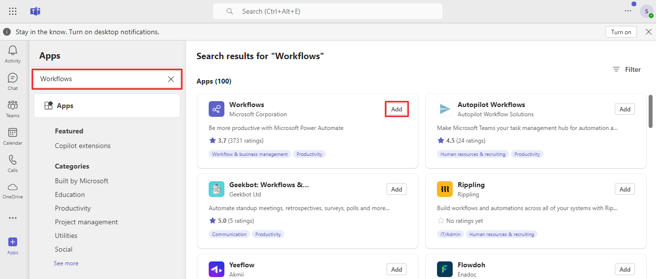 Cách cấu hình webhook Microsoft Teams để nhận thông báo từ DSM