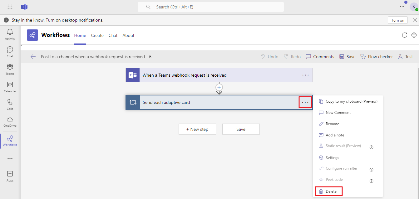 Cách cấu hình webhook Microsoft Teams để nhận thông báo từ DSM