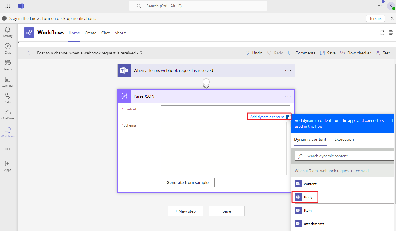 Cách cấu hình webhook Microsoft Teams để nhận thông báo từ DSM