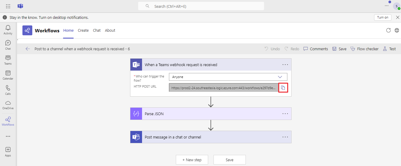 Cách cấu hình webhook Microsoft Teams để nhận thông báo từ DSM